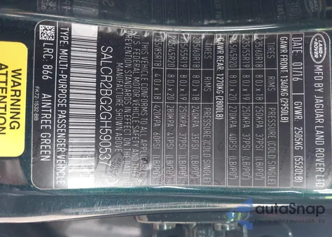 2016 Land Rover Discovery Sport Hse из США, поврежденный, VIN SALCR2BG2GH590537